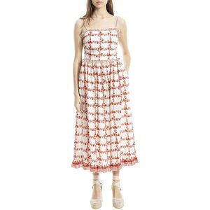 Max Studio White Maxi Dress with Red Floral Print